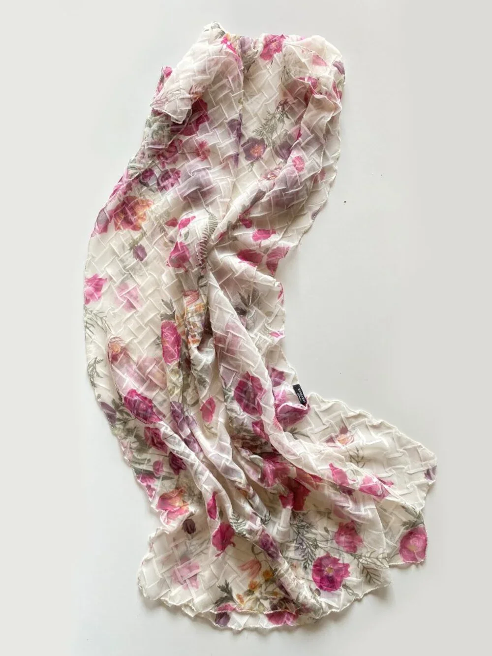 Komarov Shawl Diamond Texture Floral Oblong Sheer Scarf 22